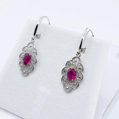 14K Gold Genuine Ruby Earrings , 2ct Ruby Lever back Earrings for Women, Elegant Ruby Earrings, Gold Gemstone Earrings, Elegant Earrings