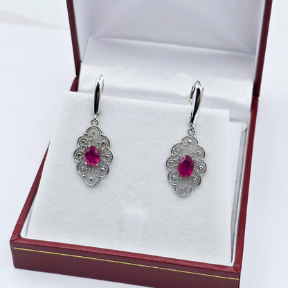 14K Gold Genuine Ruby Earrings , 2ct Ruby Lever back Earrings for Women, Elegant Ruby Earrings, Gold Gemstone Earrings, Elegant Earrings