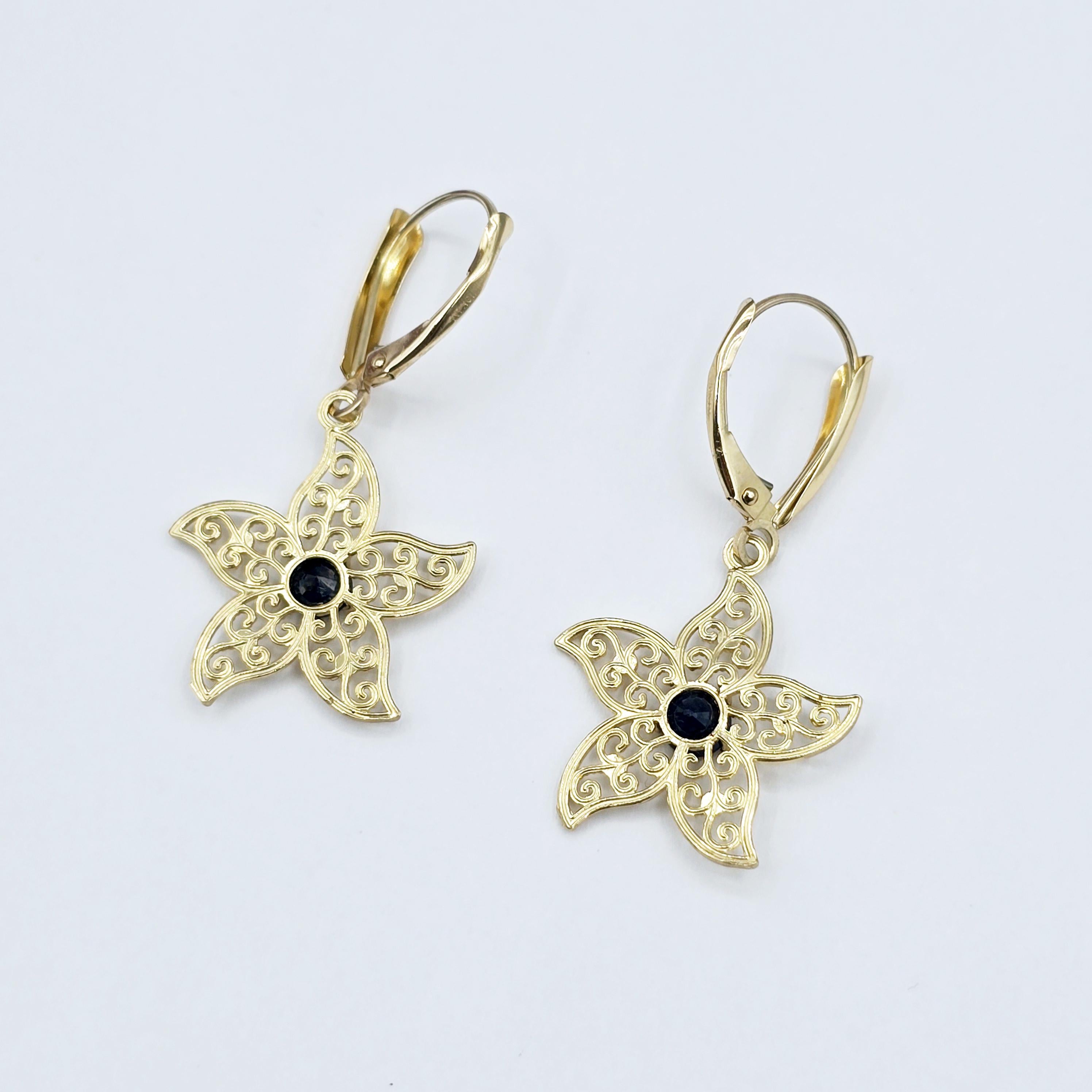 10K Gold Genuine Gemstone Earrings , Leverback Earrings for Women, Elegant Blue Stone Earrings, Gold Earrings for her, Elegant Earrings