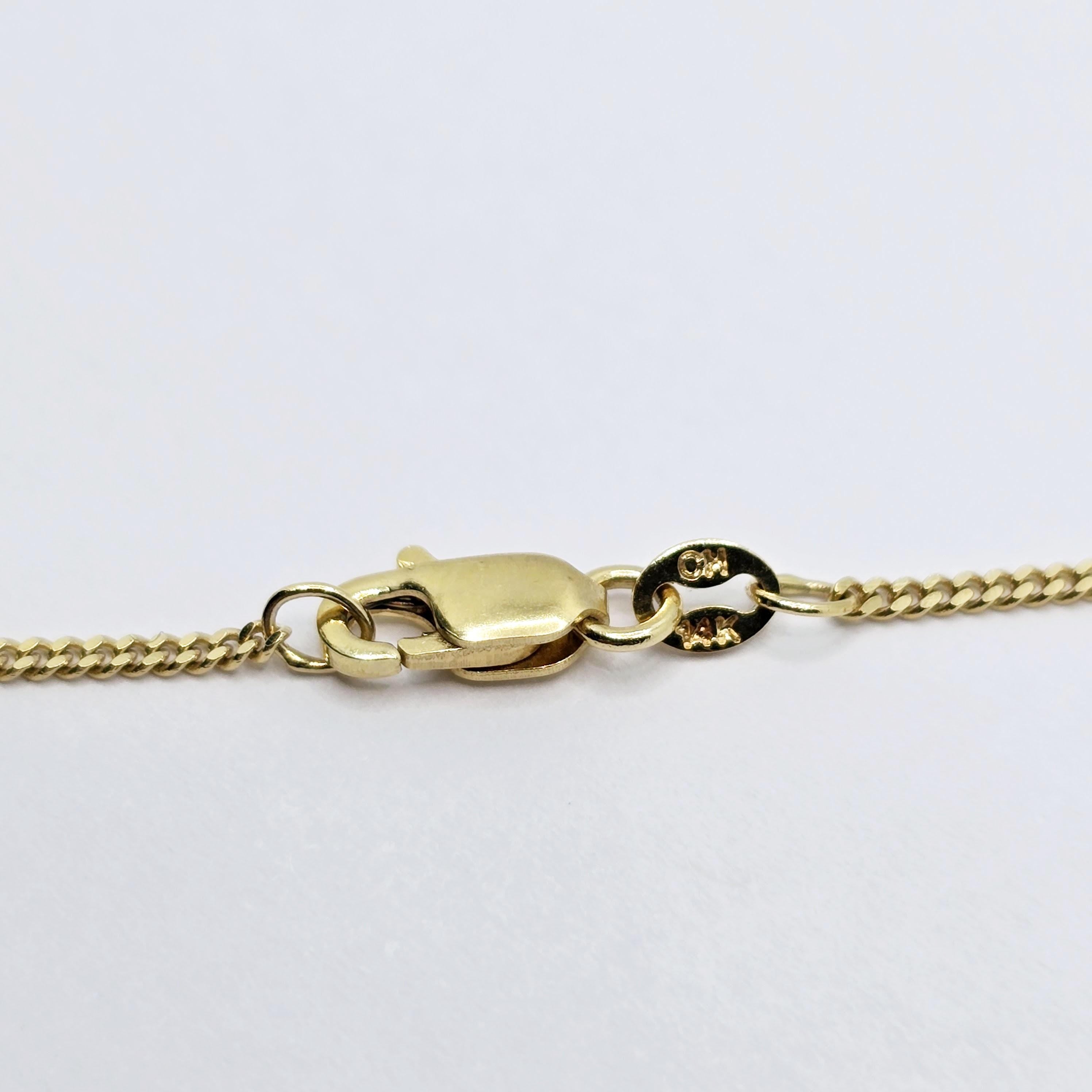 14K Yellow Gold Curb Chain Necklace, Solid Gold Jewelry (1.4mm)