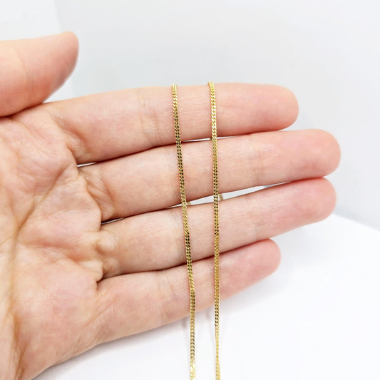 14K Yellow Gold Curb Chain Necklace, Solid Gold Jewelry (1.4mm)