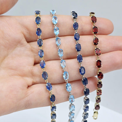 Elegant Solid Gold Bracelet with Genuine Gemstones, Gold jewelry Bracelet, Luxury Gemstone Bracelet, Bracelet for Women