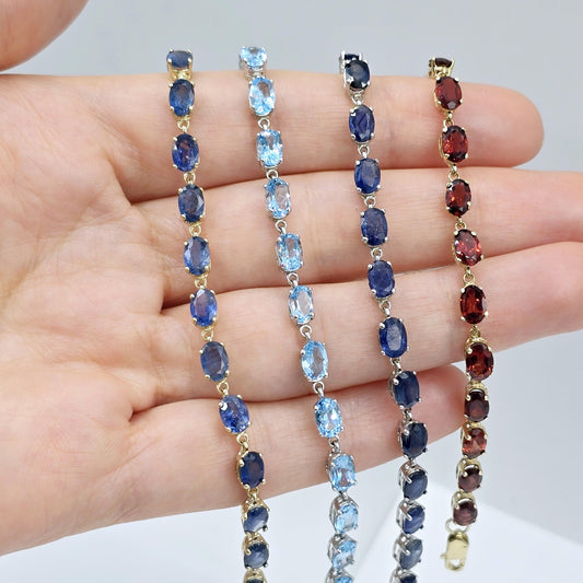 Elegant Solid Gold Bracelet with Genuine Gemstones, Gold jewelry Bracelet, Luxury Gemstone Bracelet, Bracelet for Women