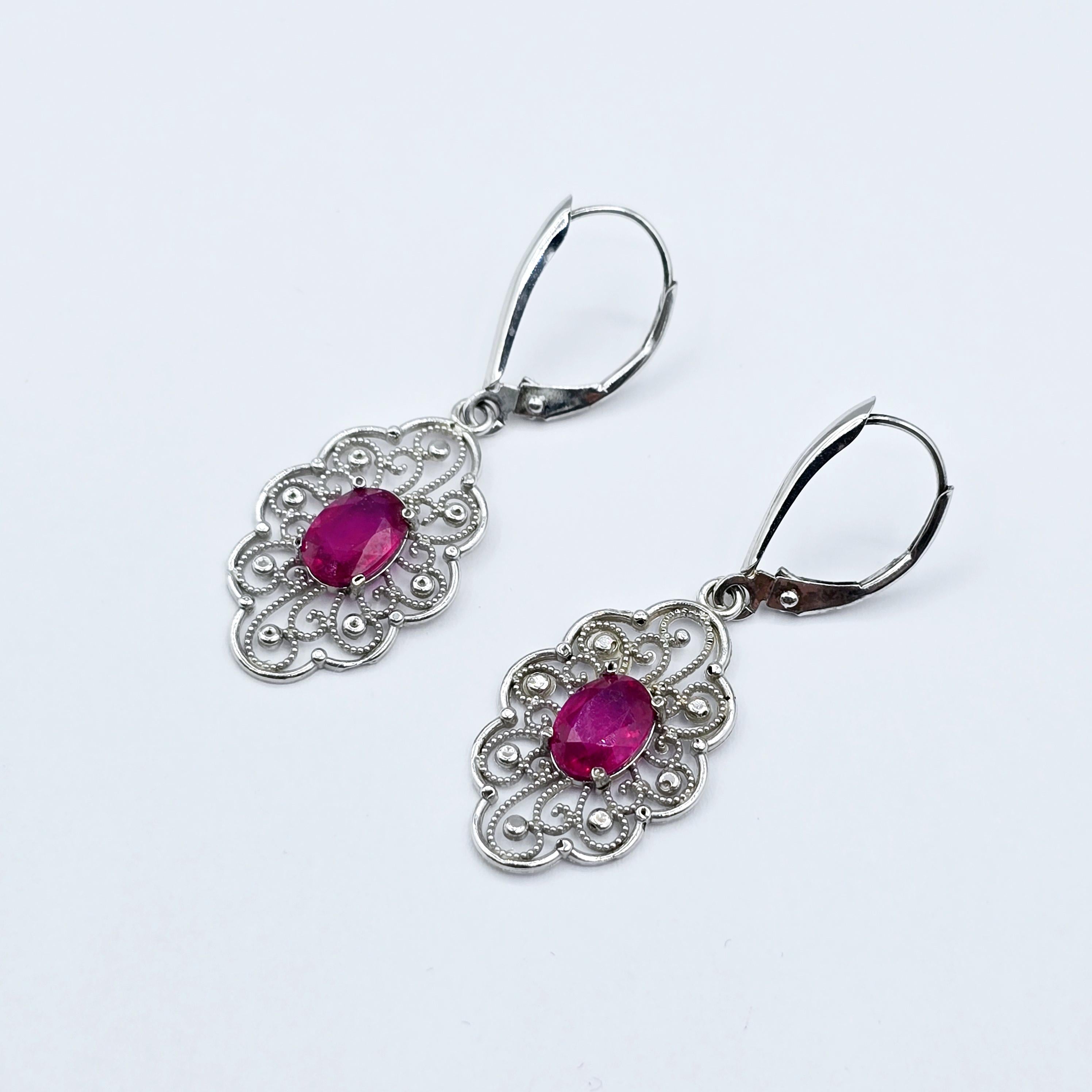 14K Gold Genuine Ruby Earrings , 2ct Ruby Lever back Earrings for Women, Elegant Ruby Earrings, Gold Gemstone Earrings, Elegant Earrings