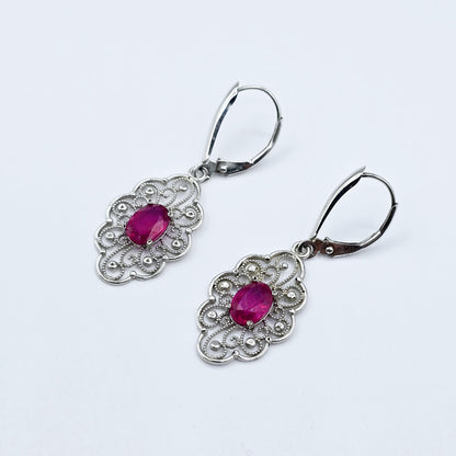 14K Gold Genuine Ruby Earrings , 2ct Ruby Lever back Earrings for Women, Elegant Ruby Earrings, Gold Gemstone Earrings, Elegant Earrings