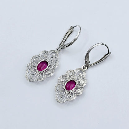 14K Gold Genuine Ruby Earrings , 2ct Ruby Lever back Earrings for Women, Elegant Ruby Earrings, Gold Gemstone Earrings, Elegant Earrings