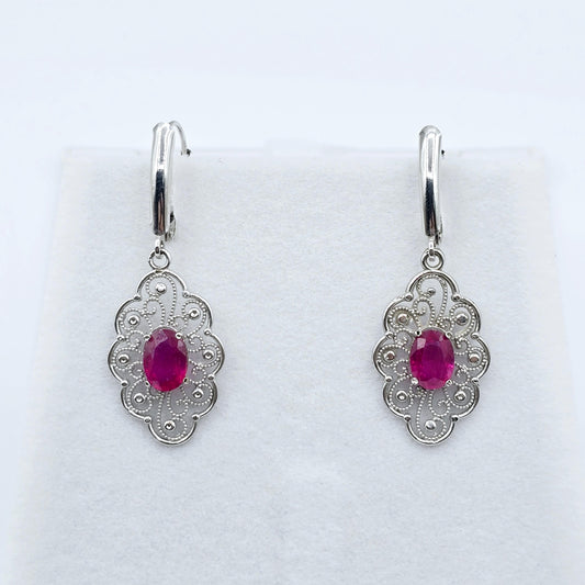 14K Gold Genuine Ruby Earrings , 2ct Ruby Lever back Earrings for Women, Elegant Ruby Earrings, Gold Gemstone Earrings, Elegant Earrings