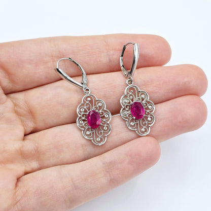 14K Gold Genuine Ruby Earrings , 2ct Ruby Lever back Earrings for Women, Elegant Ruby Earrings, Gold Gemstone Earrings, Elegant Earrings