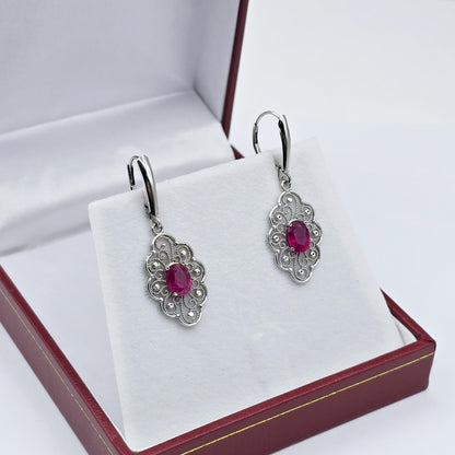 14K Gold Genuine Ruby Earrings , 2ct Ruby Lever back Earrings for Women, Elegant Ruby Earrings, Gold Gemstone Earrings, Elegant Earrings