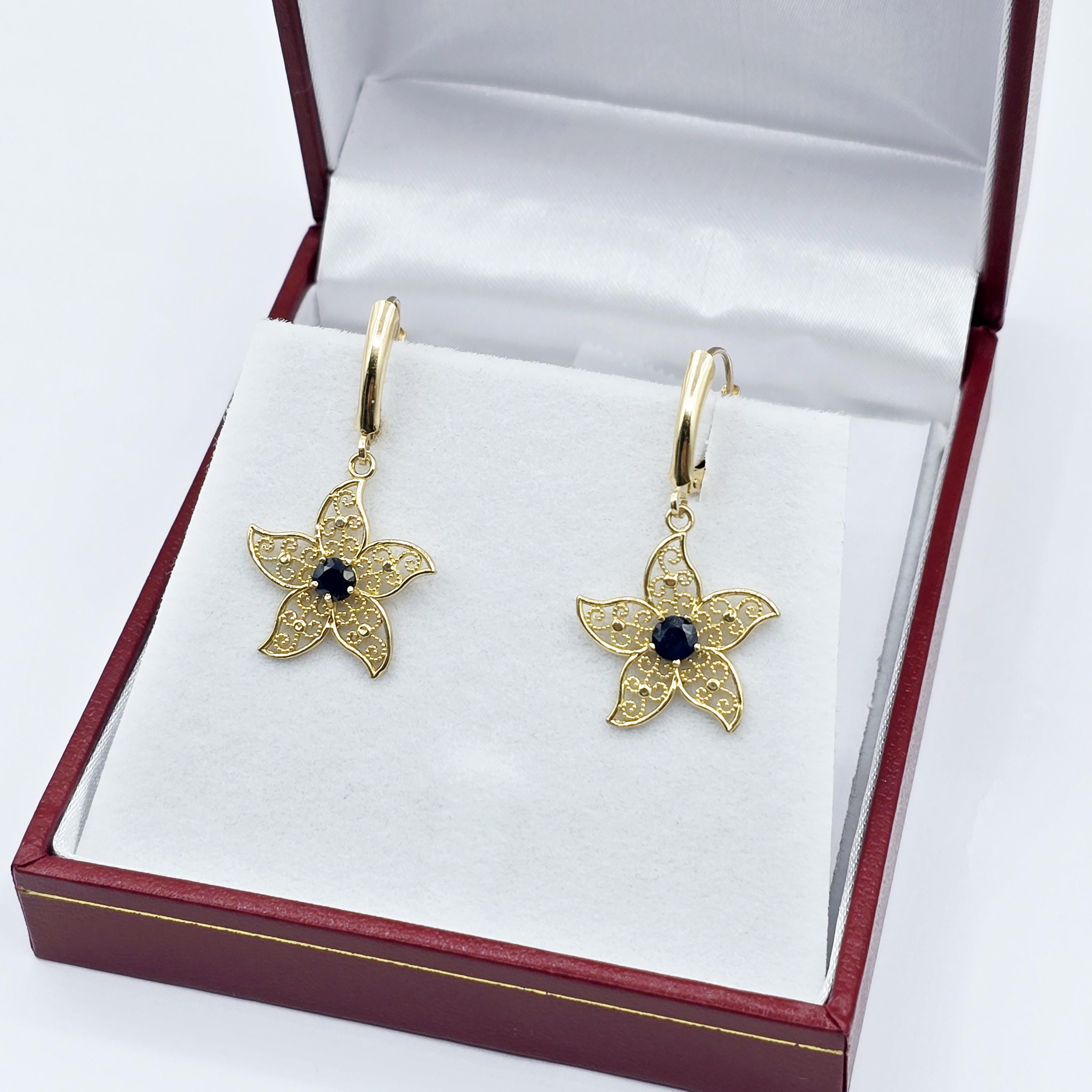10K Gold Genuine Gemstone Earrings , Leverback Earrings for Women, Elegant Blue Stone Earrings, Gold Earrings for her, Elegant Earrings