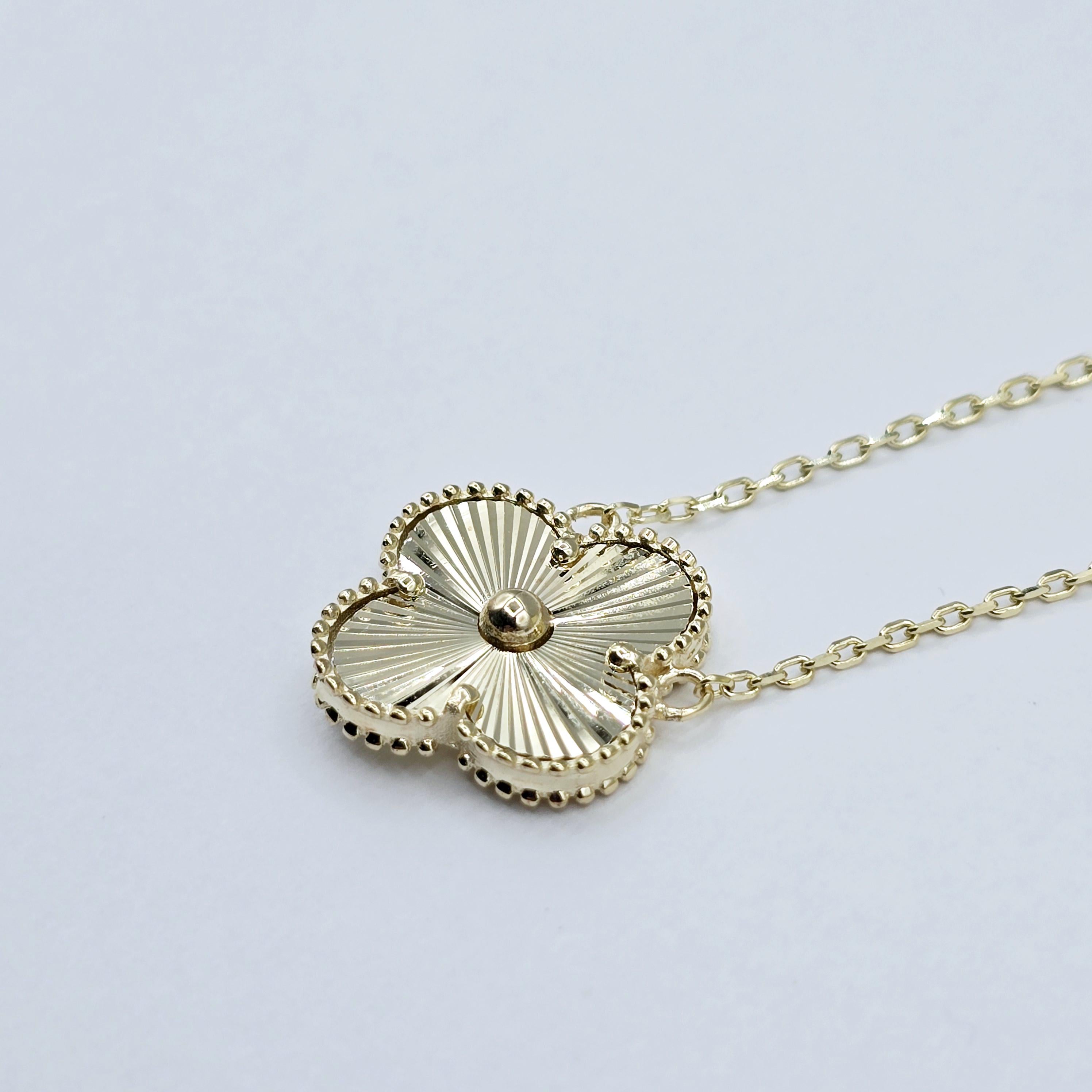 Gold Flower Pendant Necklace , 10K Yellow Gold Flower Necklace For Women, Anniversary Gift, Floral Jewelry