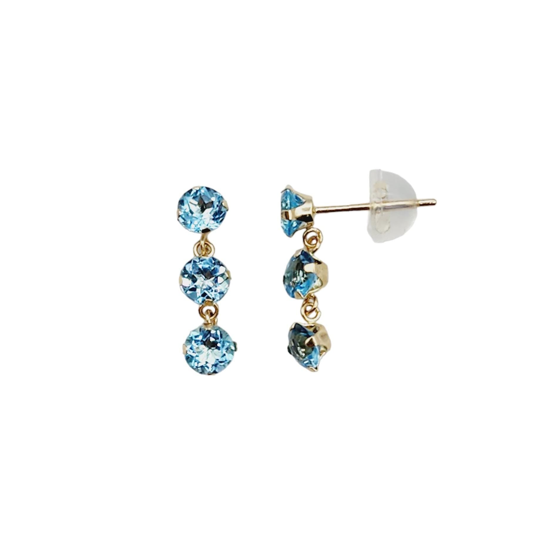 14K Yellow Gold 6 Genuine Gemstones 4x4mm Stud Earrings