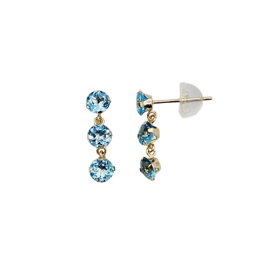 14K Yellow Gold 6 Genuine Gemstones 4x4mm Stud Earrings