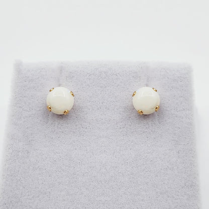 14K Yellow Gold Opal Stud Earrings, October Birthstone 5x5mm