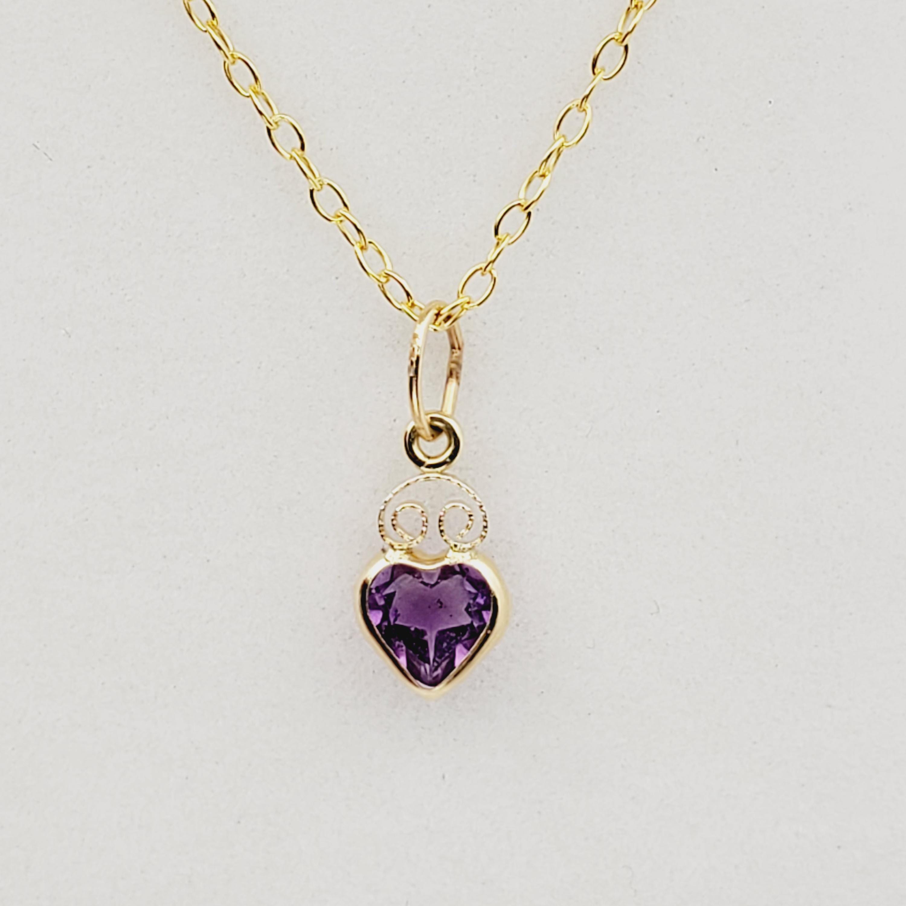 Gold Heart Charm Pendant ,  14K Yellow Gold Genuine Gemstone 5x5mm Pendant