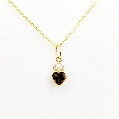Gold Heart Charm Pendant ,  14K Yellow Gold Genuine Gemstone 5x5mm Pendant