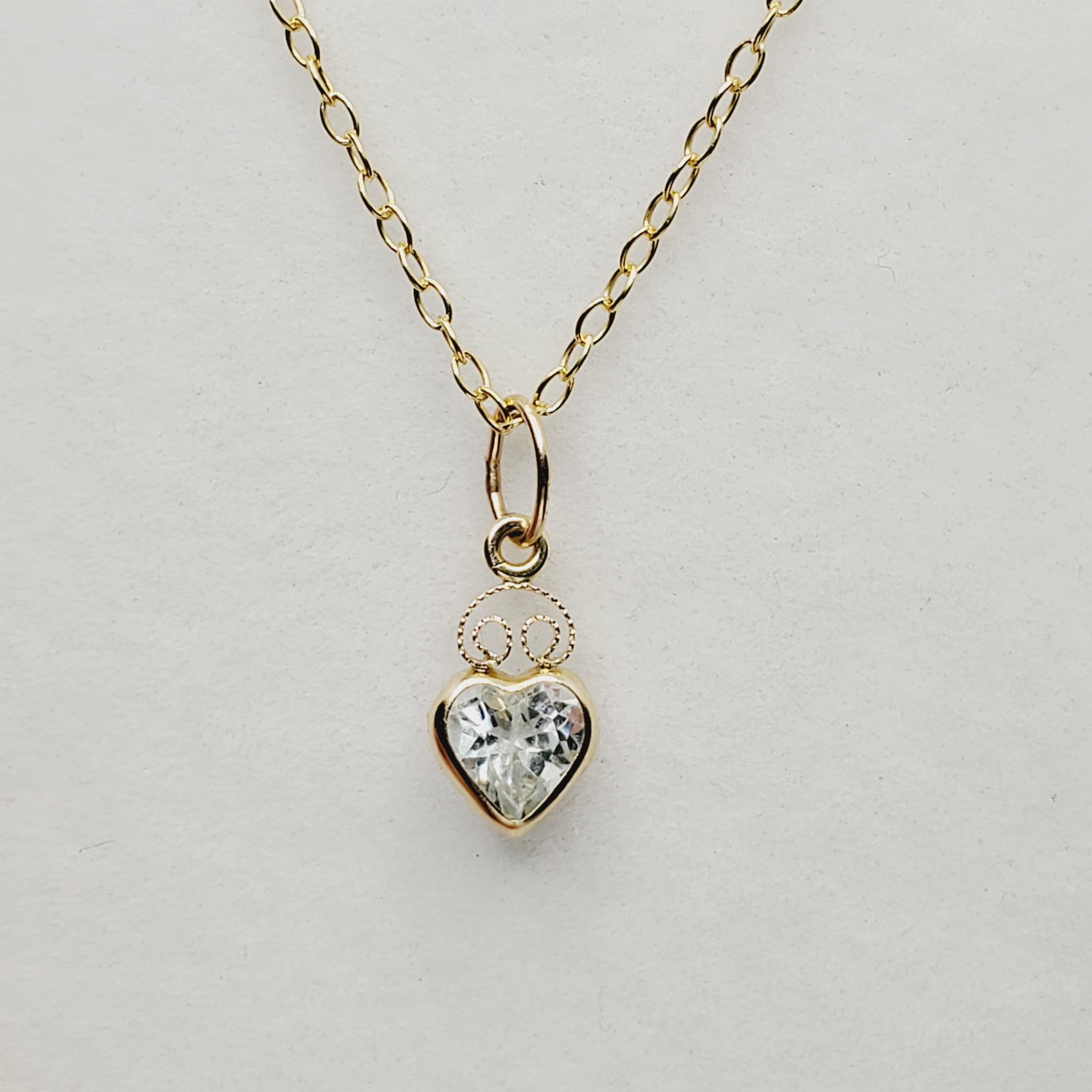 Gold Heart Charm Pendant ,  14K Yellow Gold Genuine Gemstone 5x5mm Pendant