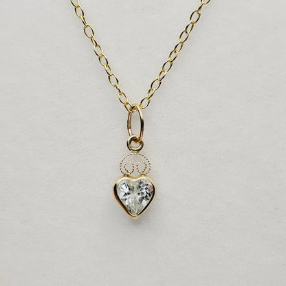 Gold Heart Charm Pendant ,  14K Yellow Gold Genuine Gemstone 5x5mm Pendant