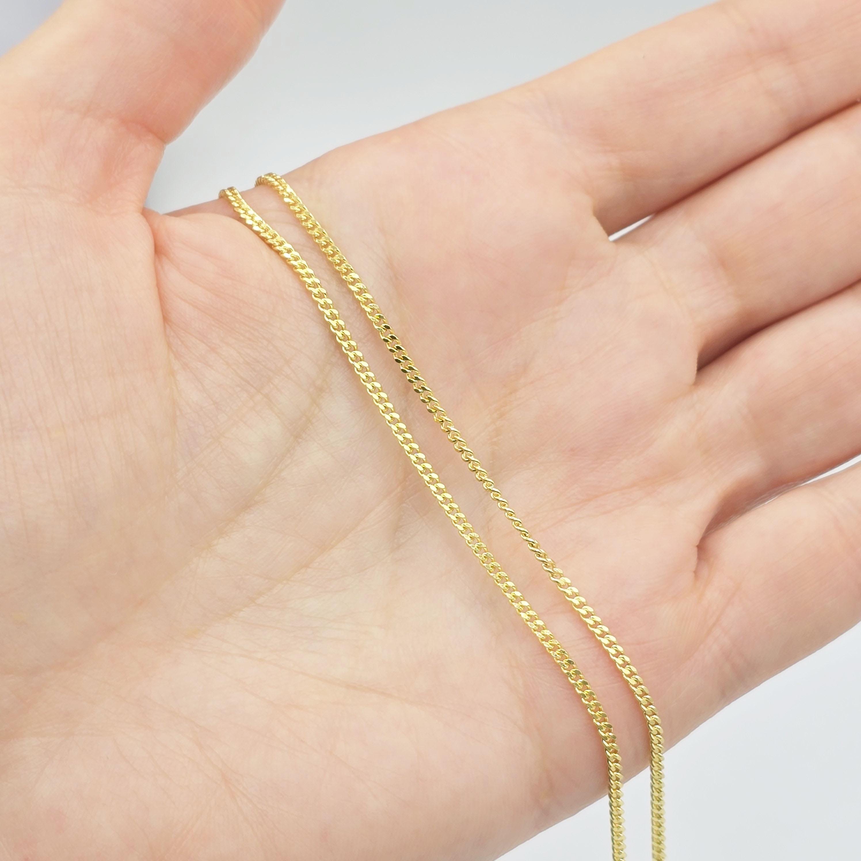 Solid 14K Yellow Gold Curb Chain , 14K Solid Gold Curb Chain Width 2.2mm, Pure Gold Curb Necklace, Classic Gold Jewelry, Luxury Gold Chain