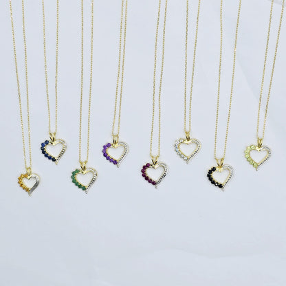 24K Gold Plated Sterling Silver Genuine Gemstone Heart Pendant Necklace For Women, Heart Jewelry, Birthstone Jewelry, Valentine Gift For Her
