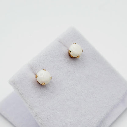 14K Yellow Gold Opal Stud Earrings, October Birthstone 5x5mm