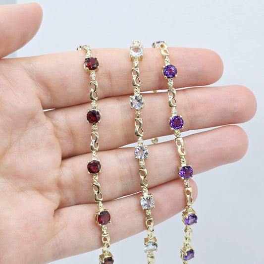 Elegant Solid Gold Bracelet with Genuine Gemstones, Gold jewelry Bracelet, Luxury Gemstone Bracelet, Bracelet for Women