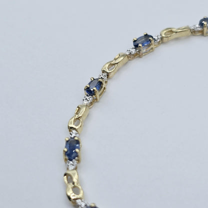 Gold Blue Sapphire Bracelet, 10K Yellow Gold Genuine Gemstone Bracelet, Dainty Sapphire Jewelry, Elegant Versatile Design Bracelet for Women