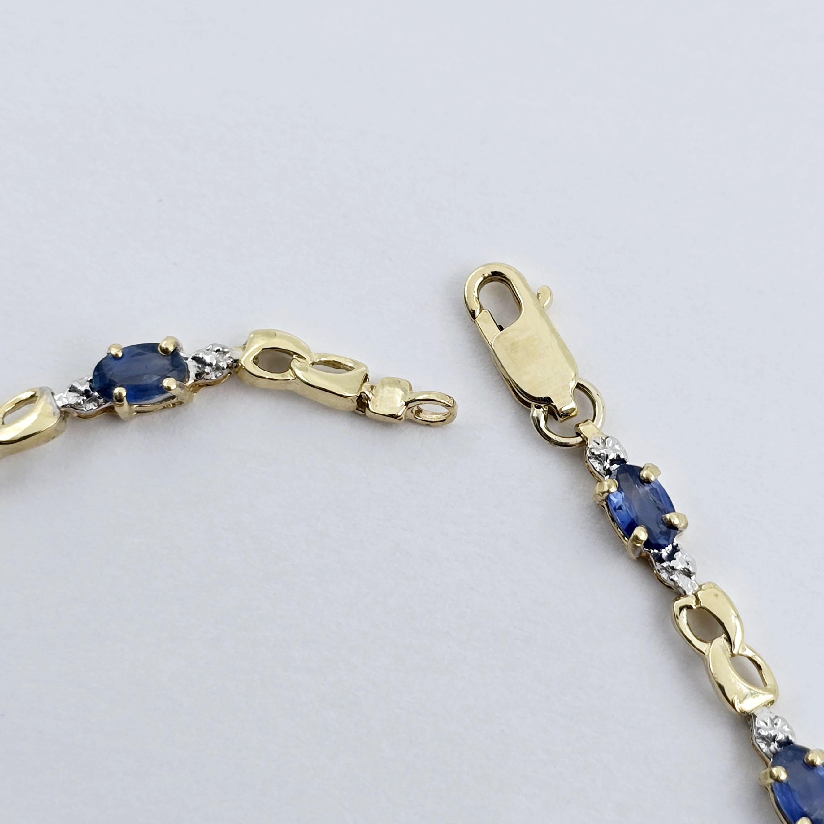 Gold Blue Sapphire Bracelet, 10K Yellow Gold Genuine Gemstone Bracelet, Dainty Sapphire Jewelry, Elegant Versatile Design Bracelet for Women