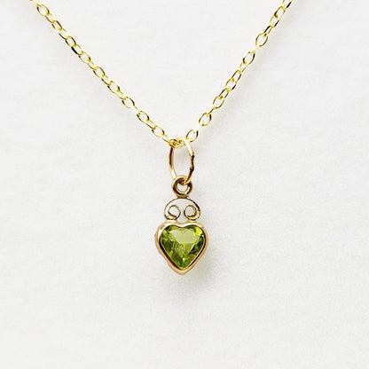 Gold Heart Charm Pendant ,  14K Yellow Gold Genuine Gemstone 5x5mm Pendant
