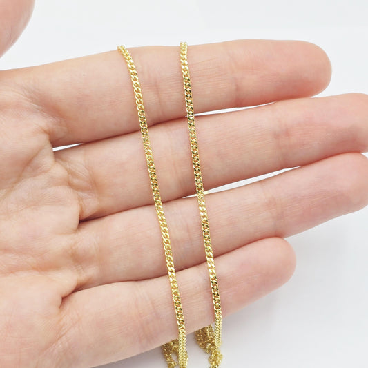 Solid 14K Yellow Gold Curb Chain , 14K Solid Gold Curb Chain Width 2.2mm, Pure Gold Curb Necklace, Classic Gold Jewelry, Luxury Gold Chain