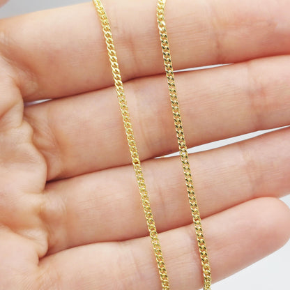 Solid 14K Yellow Gold Curb Chain , 14K Solid Gold Curb Chain Width 2.2mm, Pure Gold Curb Necklace, Classic Gold Jewelry, Luxury Gold Chain