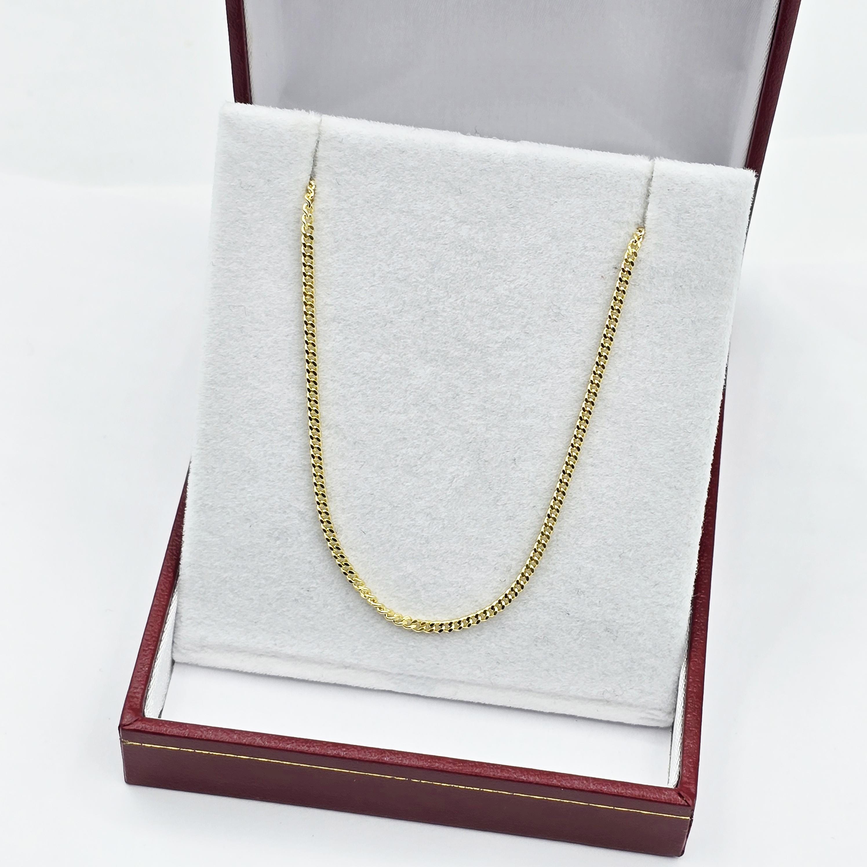 Solid 14K Yellow Gold Curb Chain , 14K Solid Gold Curb Chain Width 2.2mm, Pure Gold Curb Necklace, Classic Gold Jewelry, Luxury Gold Chain