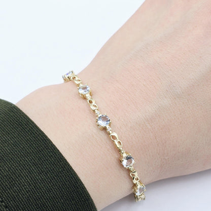 Elegant Solid Gold Bracelet with Genuine Gemstones, Gold jewelry Bracelet, Luxury Gemstone Bracelet, Bracelet for Women