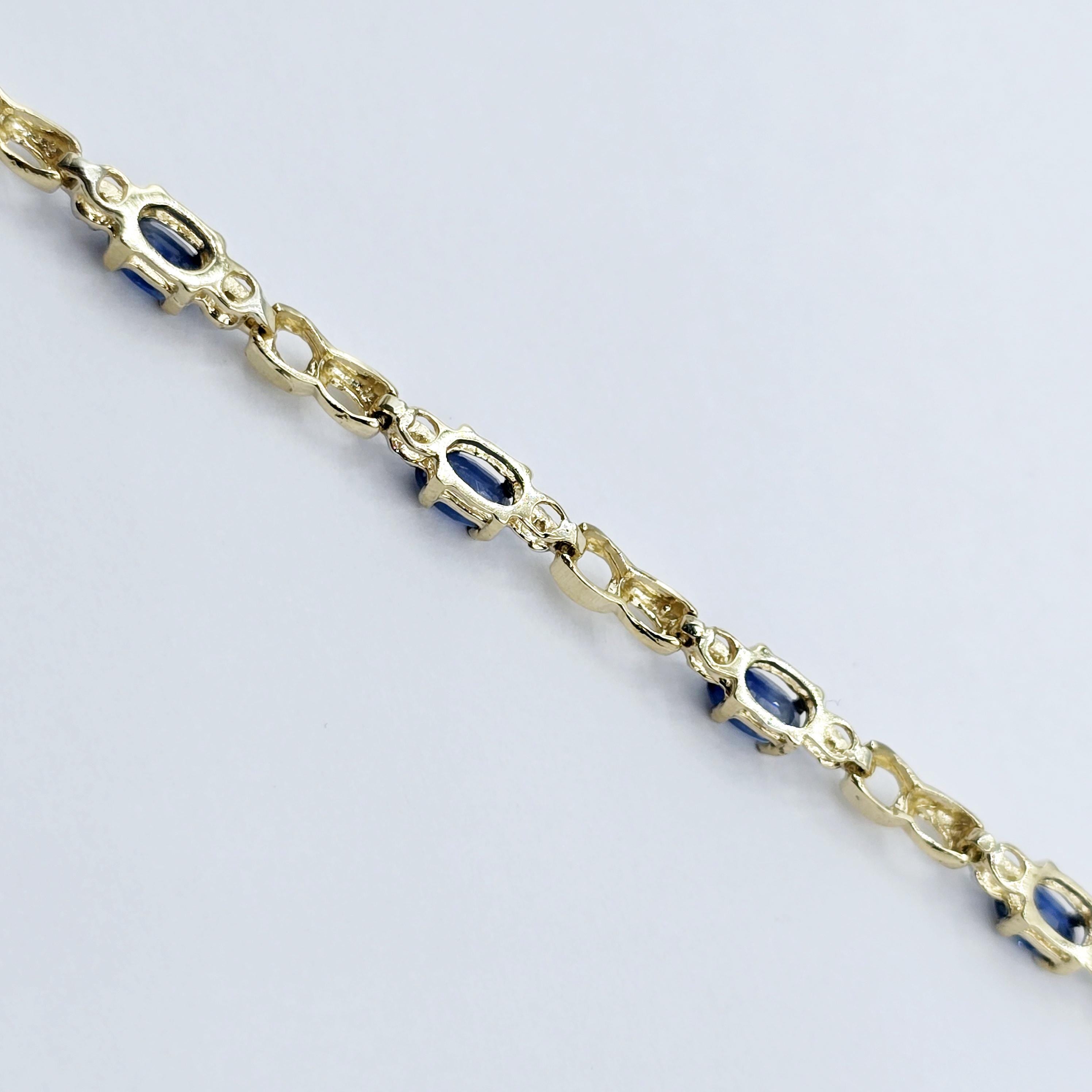 Gold Blue Sapphire Bracelet, 10K Yellow Gold Genuine Gemstone Bracelet, Dainty Sapphire Jewelry, Elegant Versatile Design Bracelet for Women