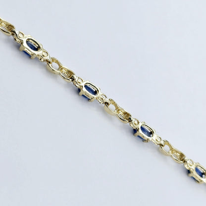 Gold Blue Sapphire Bracelet, 10K Yellow Gold Genuine Gemstone Bracelet, Dainty Sapphire Jewelry, Elegant Versatile Design Bracelet for Women