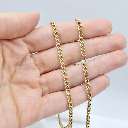 18K Yellow Gold Chain, 3.5mm Solid Unisex Necklace, 20 Inch