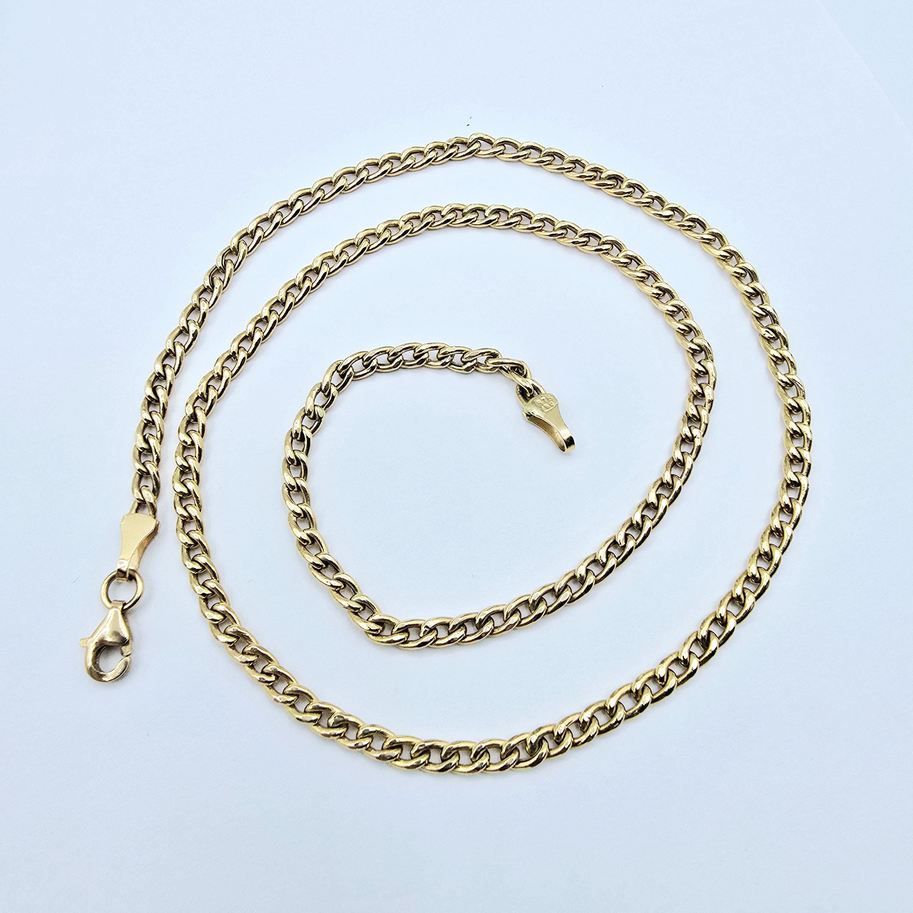 18K Yellow Gold Chain, 3.5mm Solid Unisex Necklace, 20 Inch