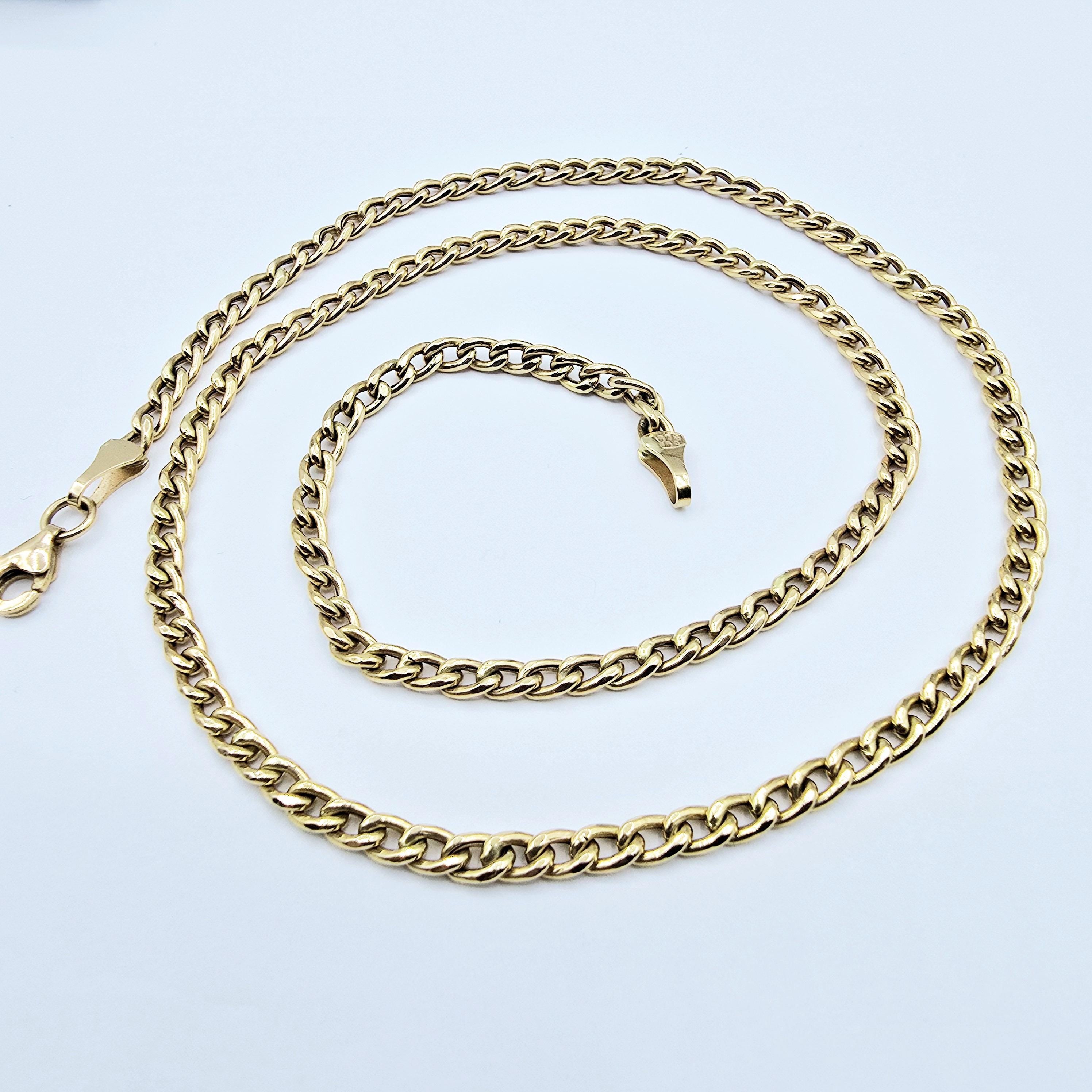 18K Yellow Gold Chain, 3.5mm Solid Unisex Necklace, 20 Inch
