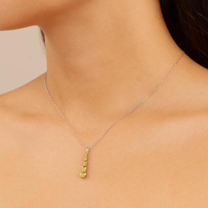 14K White Gold Citrine Pendant, Graduated Gemstone Necklace