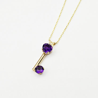 14K Yellow Gold Amethyst Heart Pendant Necklace, February Birthstone
