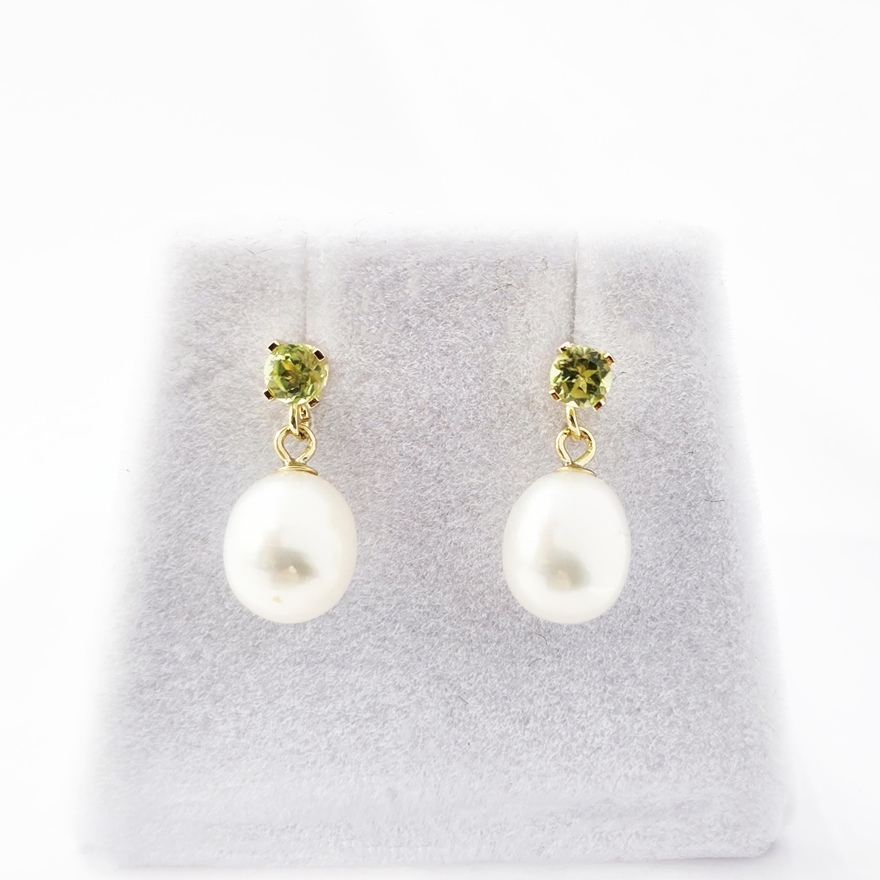 14K Gold Freshwater Pearl Drop Earrings with Genuine Gemstone