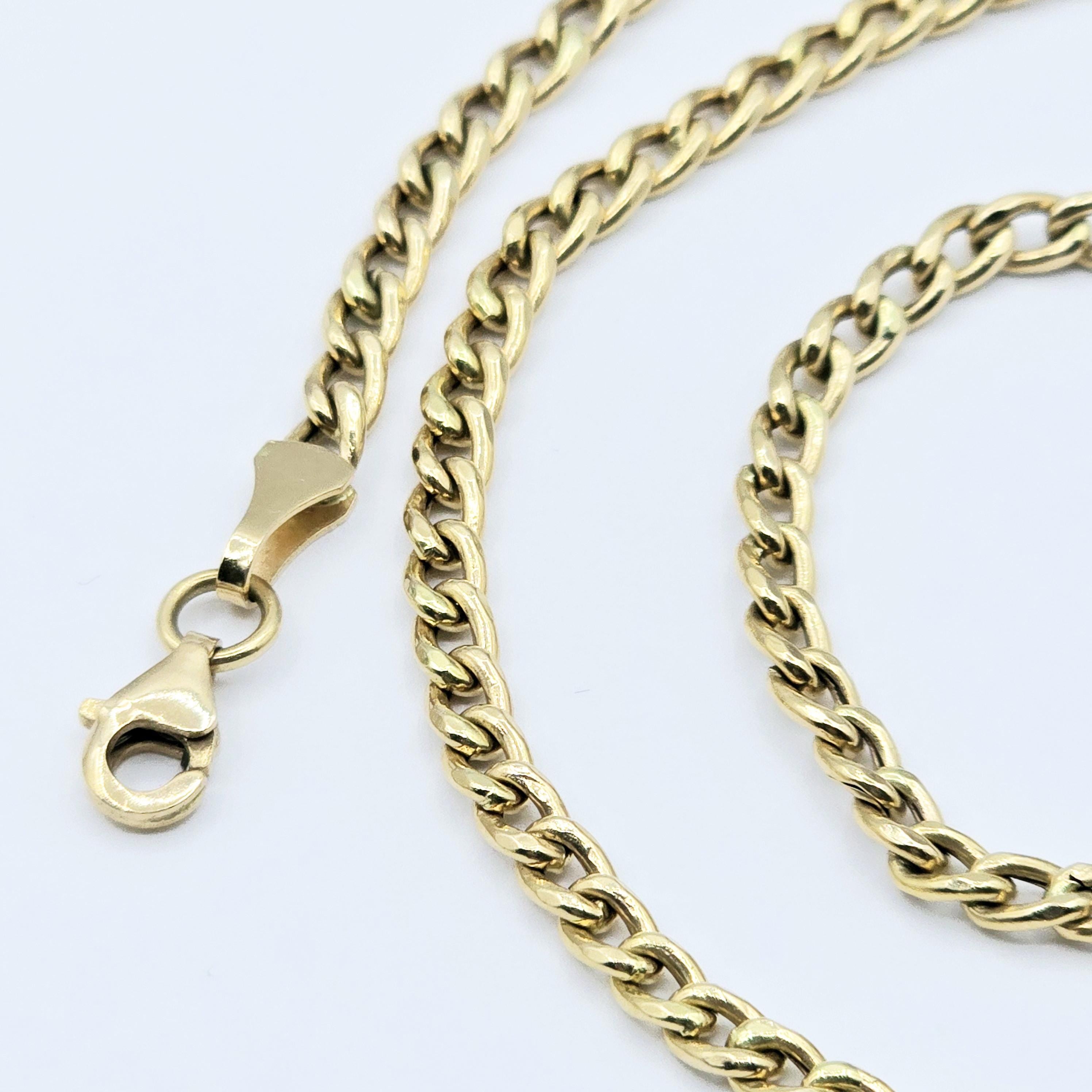 18K Yellow Gold Chain, 3.5mm Solid Unisex Necklace, 20 Inch