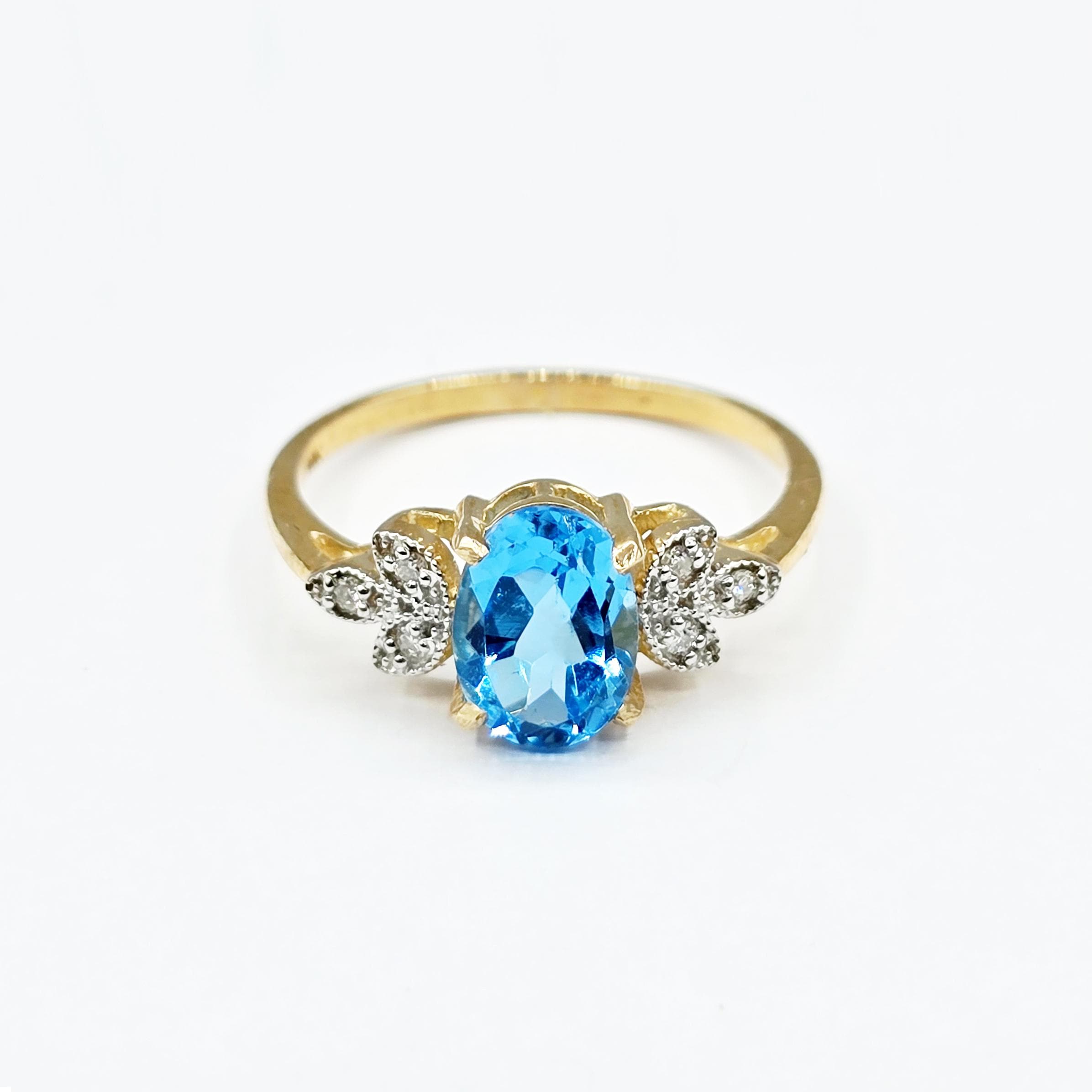 10K Gold Gemstone Ring with Diamonds: Natural Birthstone Jewelry