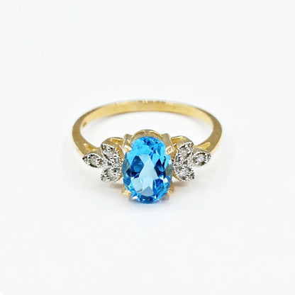 10K Gold Gemstone Ring with Diamonds: Natural Birthstone Jewelry