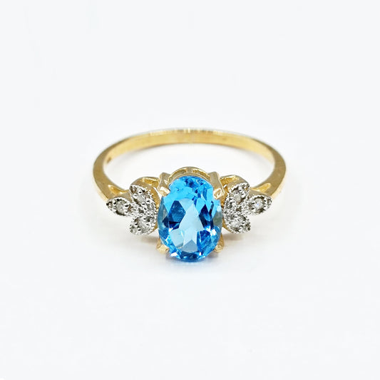 10K Gold Gemstone Ring with Diamonds: Natural Birthstone Jewelry