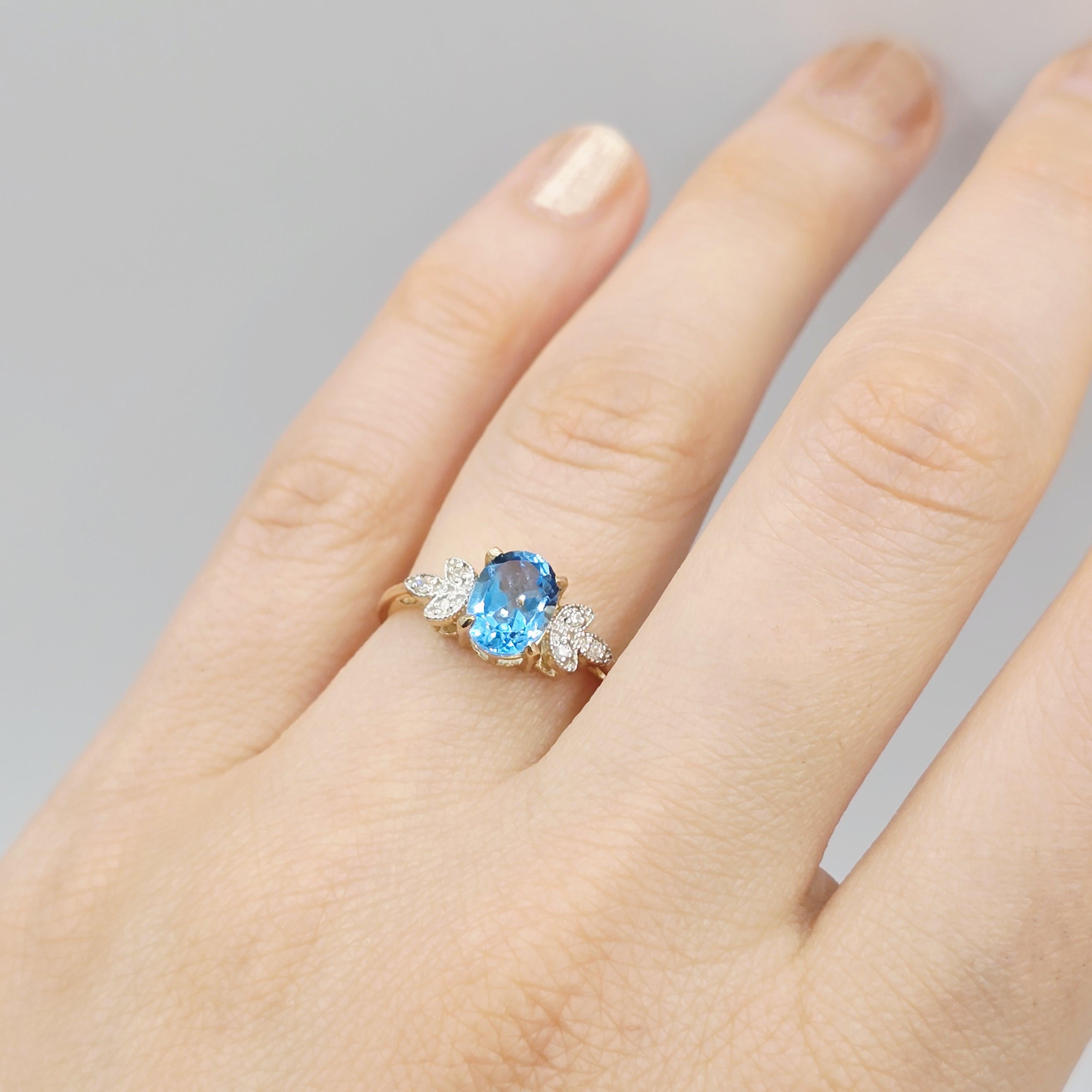 10K Gold Gemstone Ring with Diamonds: Natural Birthstone Jewelry