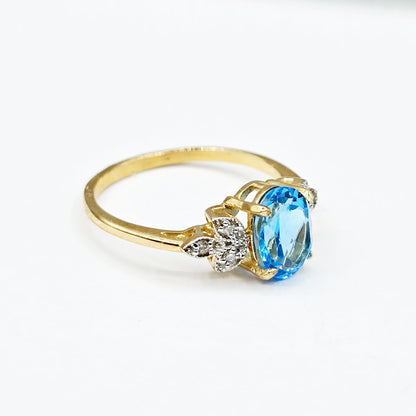 10K Gold Gemstone Ring with Diamonds: Natural Birthstone Jewelry