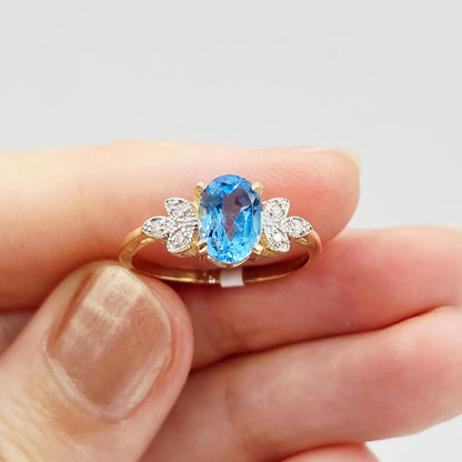 10K Gold Gemstone Ring with Diamonds: Natural Birthstone Jewelry