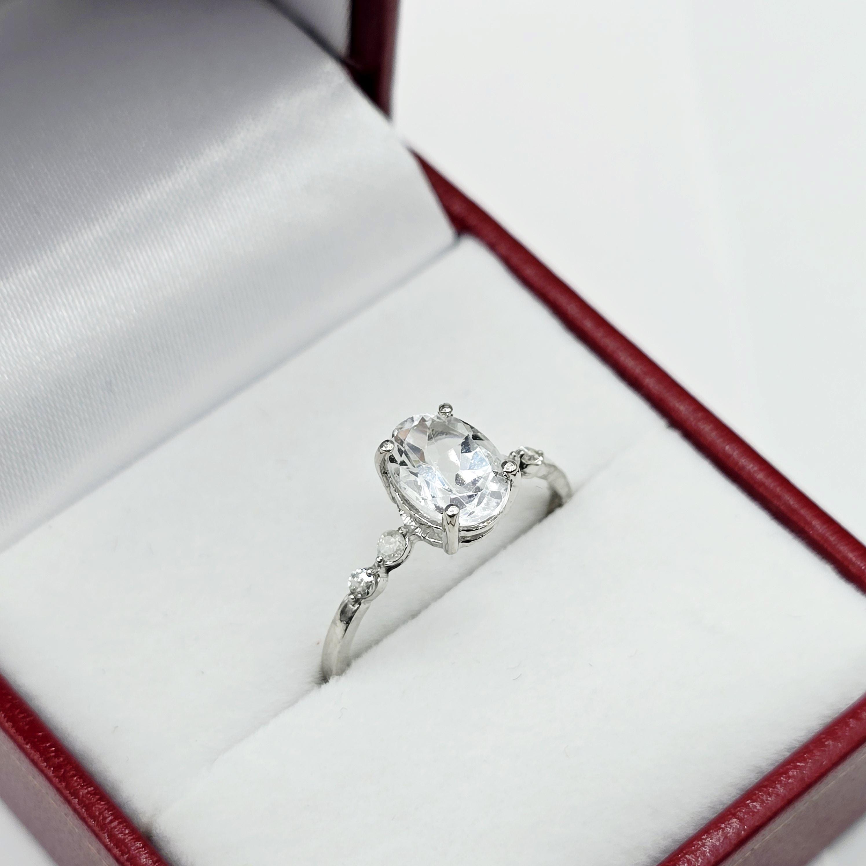 10K Gold Green Tourmaline Ring with Diamonds, Oval Gemstone Promise Ring