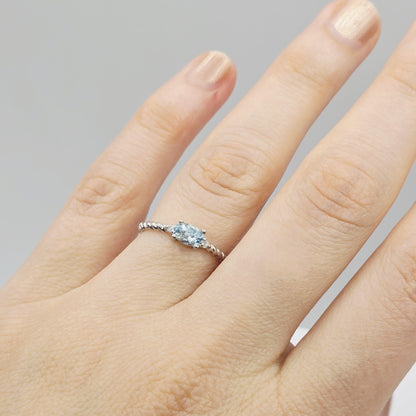 10K Gold Ring, Genuine Gemstone 6x4mm, Diamond Accent, Dainty Fine Jewelry